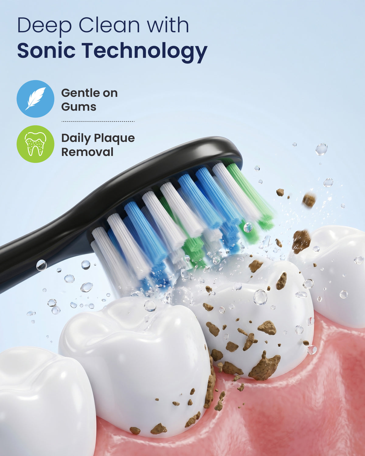 Daily+ Sonic Electric Toothbrush | Travel Case | Soft Bristles Electric Toothbrush