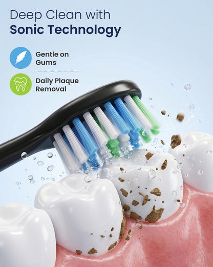 Daily+ Sonic Electric Toothbrush | Travel Case | Soft Bristles Electric Toothbrush