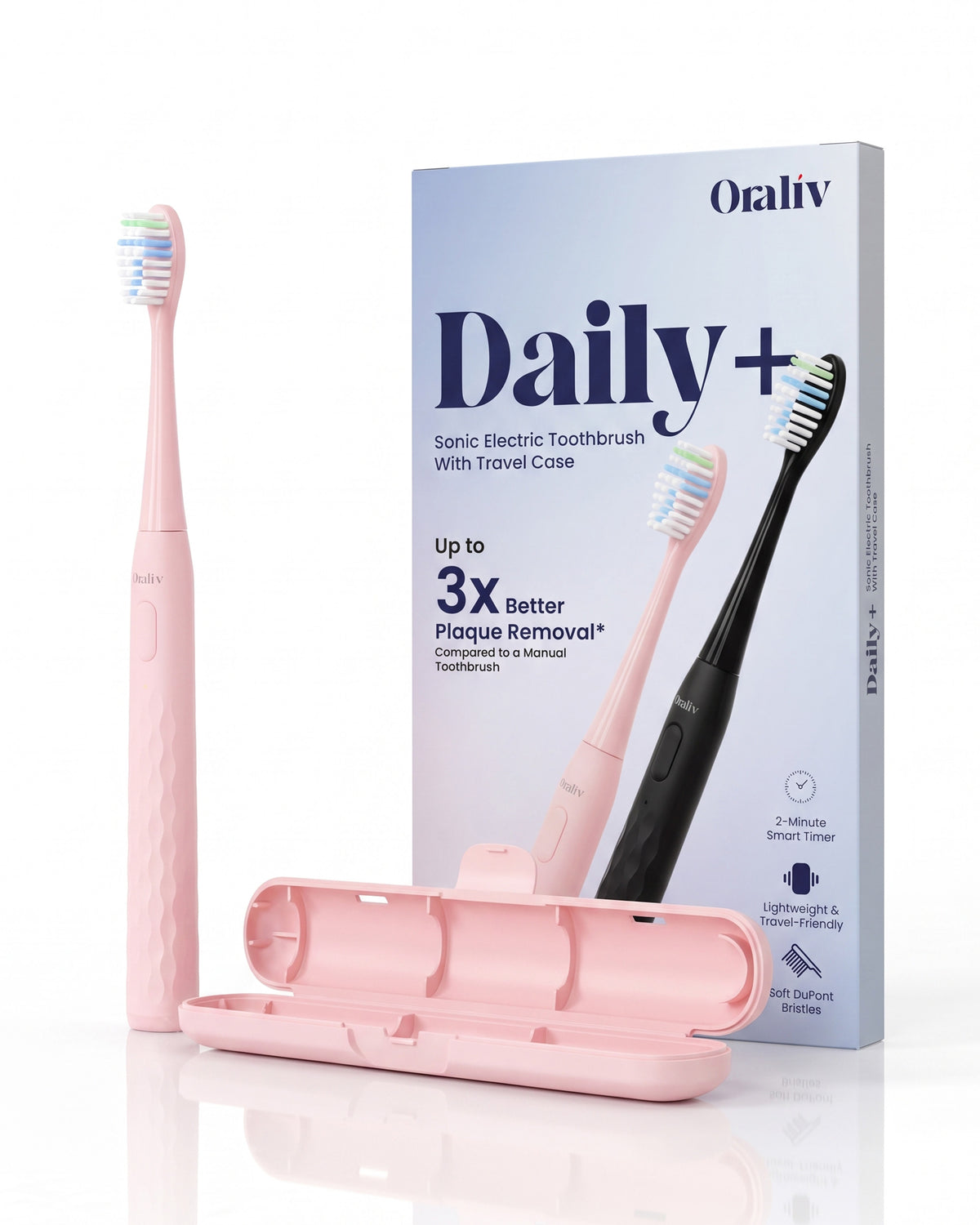 Daily+ Sonic Electric Toothbrush | Travel Case | Soft Bristles Electric Toothbrush